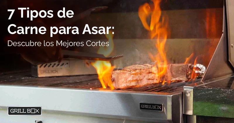 Corte de carne en asador de acero inoxidable